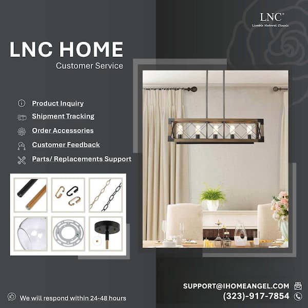 LNC Colorado Modern Farmhouse 5-Light Rectangular Box Black Dining