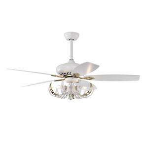 52 in. Indoor White Standard Ceiling Fan with 5 Blades