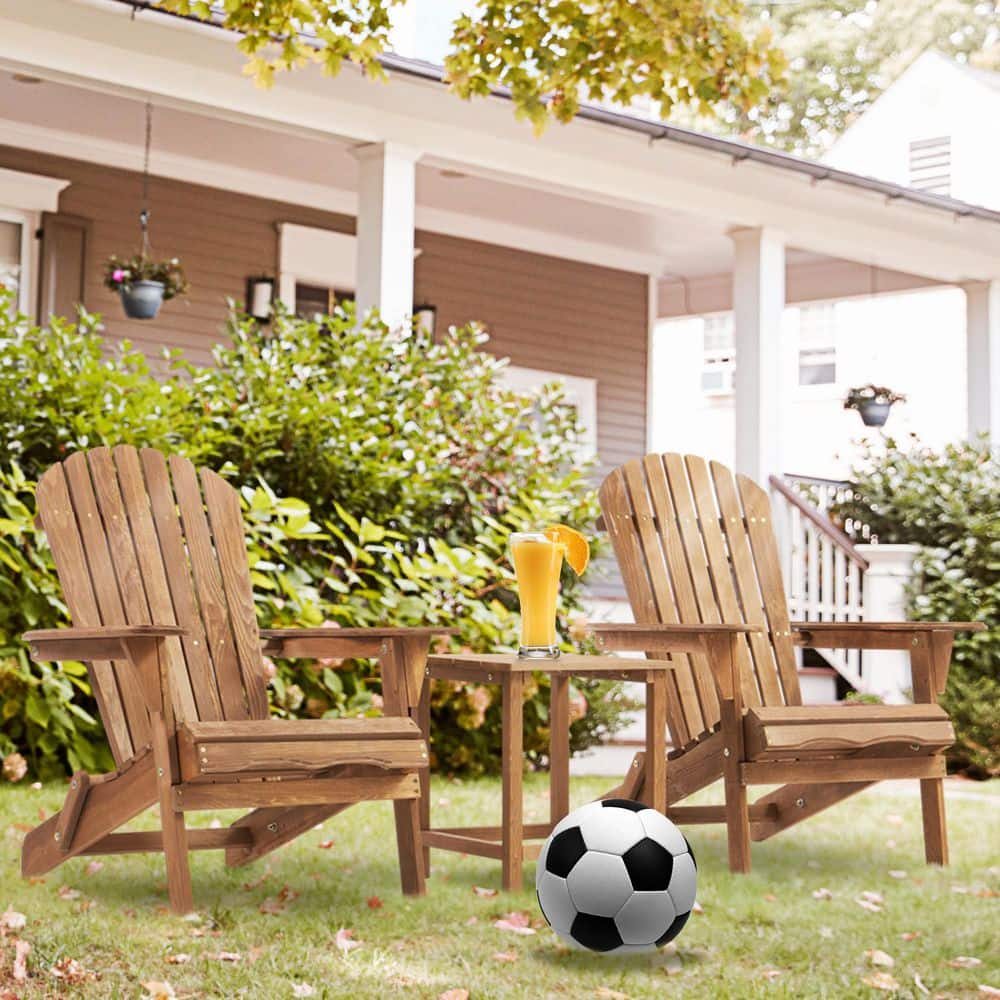 Light Brown Wooden Outdoor Folding Adirondack Chair Set of 2, Wood Lounge Patio Chair for Garden Lawn, Deck, Pool Side price history on PriceWatchPro