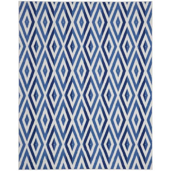 Whimsicle Ivory Blue 7 ft. x 10 ft. Geometric Modern Area Rug