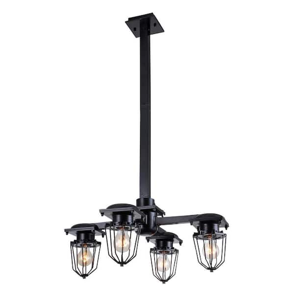 Elegant Lighting Kingston 4-Light Black Pendant Lamp