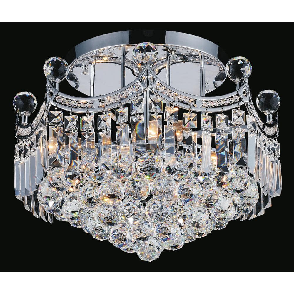 Crystal World Amanda 4-Light Chrome Semi-Flush Mount