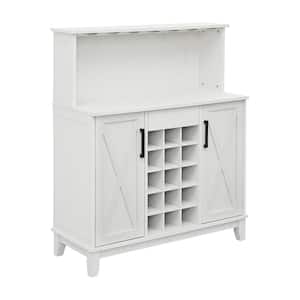Home Source White Silo-Style Microwave Stand and Bar Cabinet Unit with Wine Rack