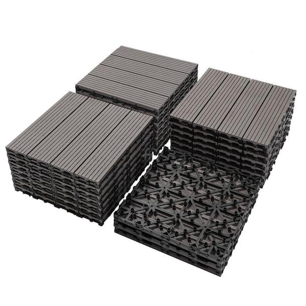 Tidoin Outdoor 1 ft. x 1 ft. Composite Interlocking Tile Deck Tile in Burly Wood(20 Per Box)