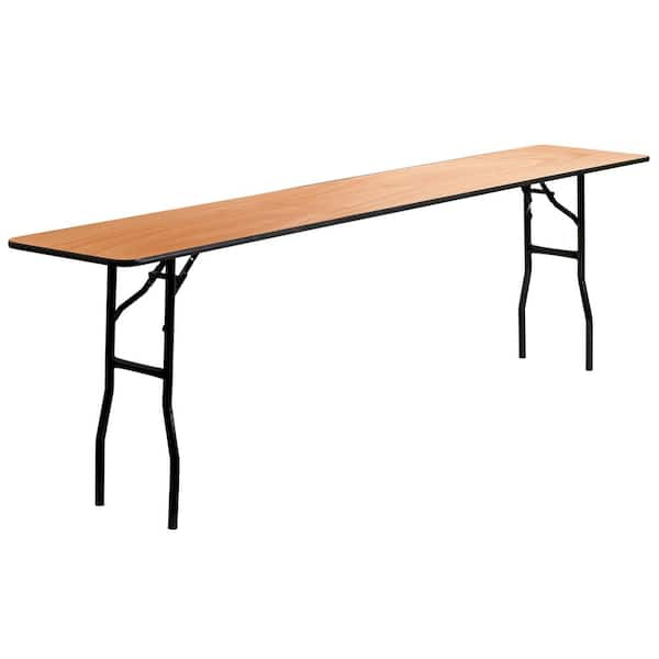 Natural Gael 8 ft. Wood Folding Training and Event Table, Rectangular Folding Training Table with Smooth Coated Top