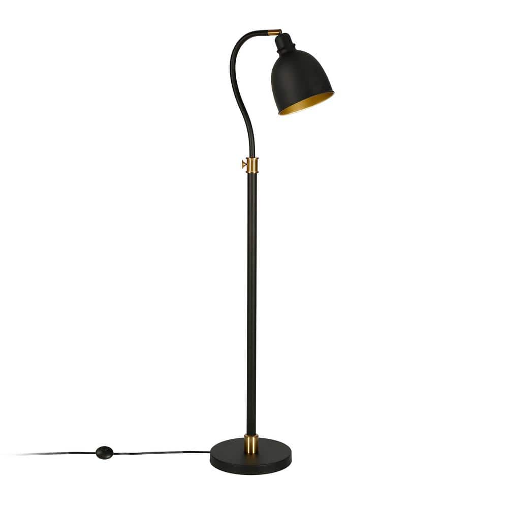 Adjustable Blackened Bronze Arc Floor Lamp with Dome Shade