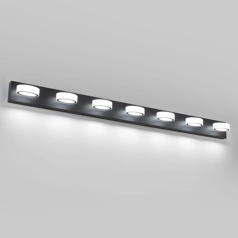 58.3 in. 7-Light Black Modern Bathroom LED Vanity Light with 350° Rotatable Heads, 5500K Daylight price history on PriceWatchPro