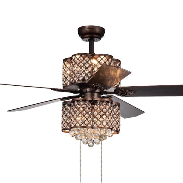 Warehouse of Tiffany Quincy 52 in. Indoor Rustic Bronze Ceiling Fan with Light Kit