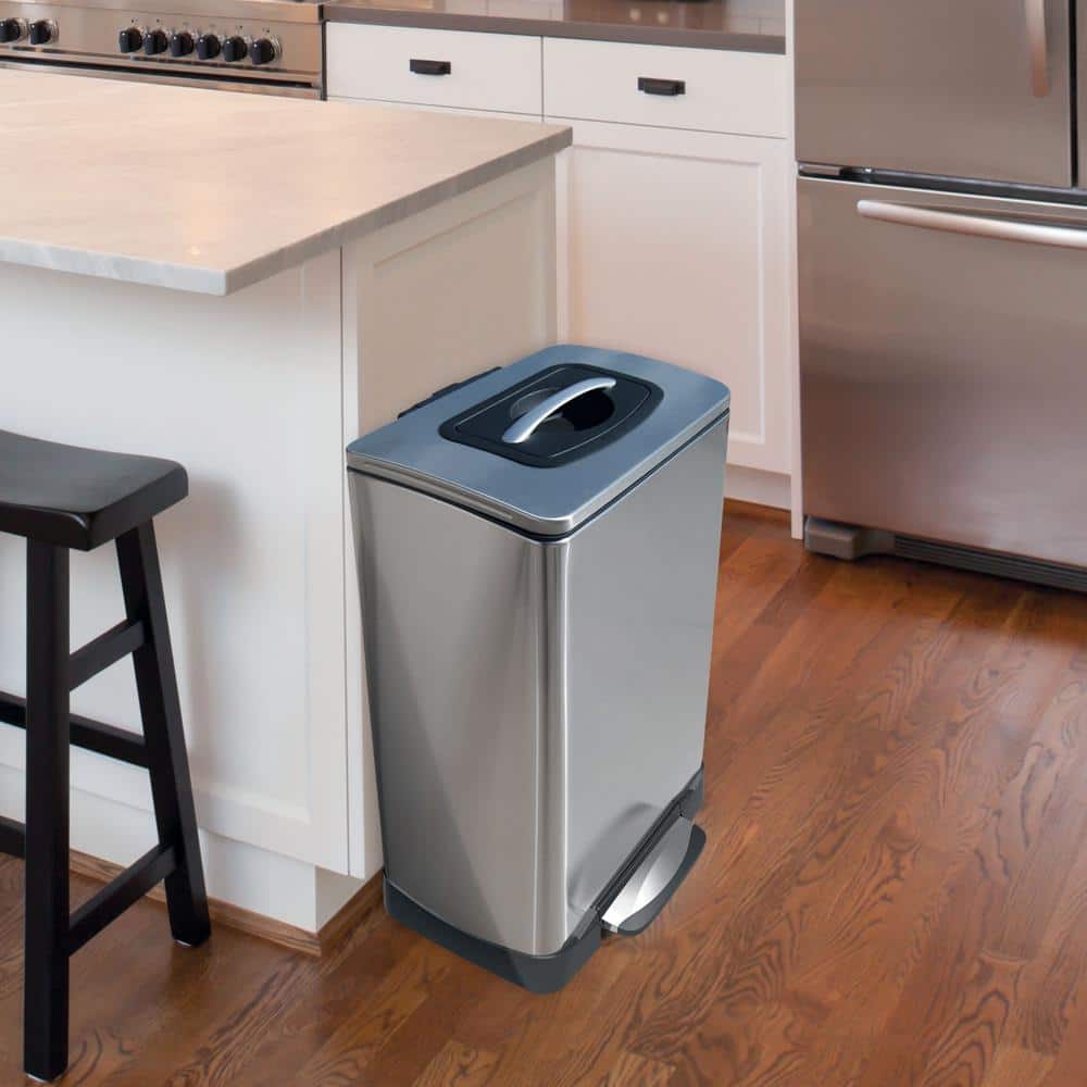 Stainless Steel Manual Trash Compactor with Soft Touch Pedal, 40L