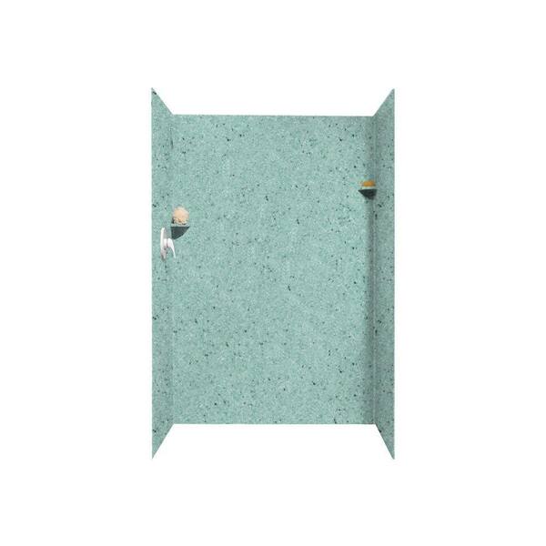 Swanstone 34 in. x 48 in. x 72 in. Three Piece Easy Up Adhesive Shower Wall Kit in Tahiti Evergreen-DISCONTINUED