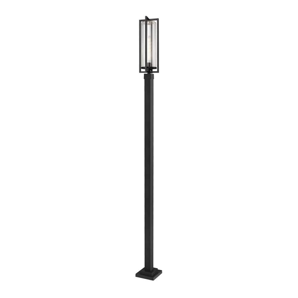 Aura 1-Light Black Aluminum Hardwired Outdoor Marine Grade Post Light Set w