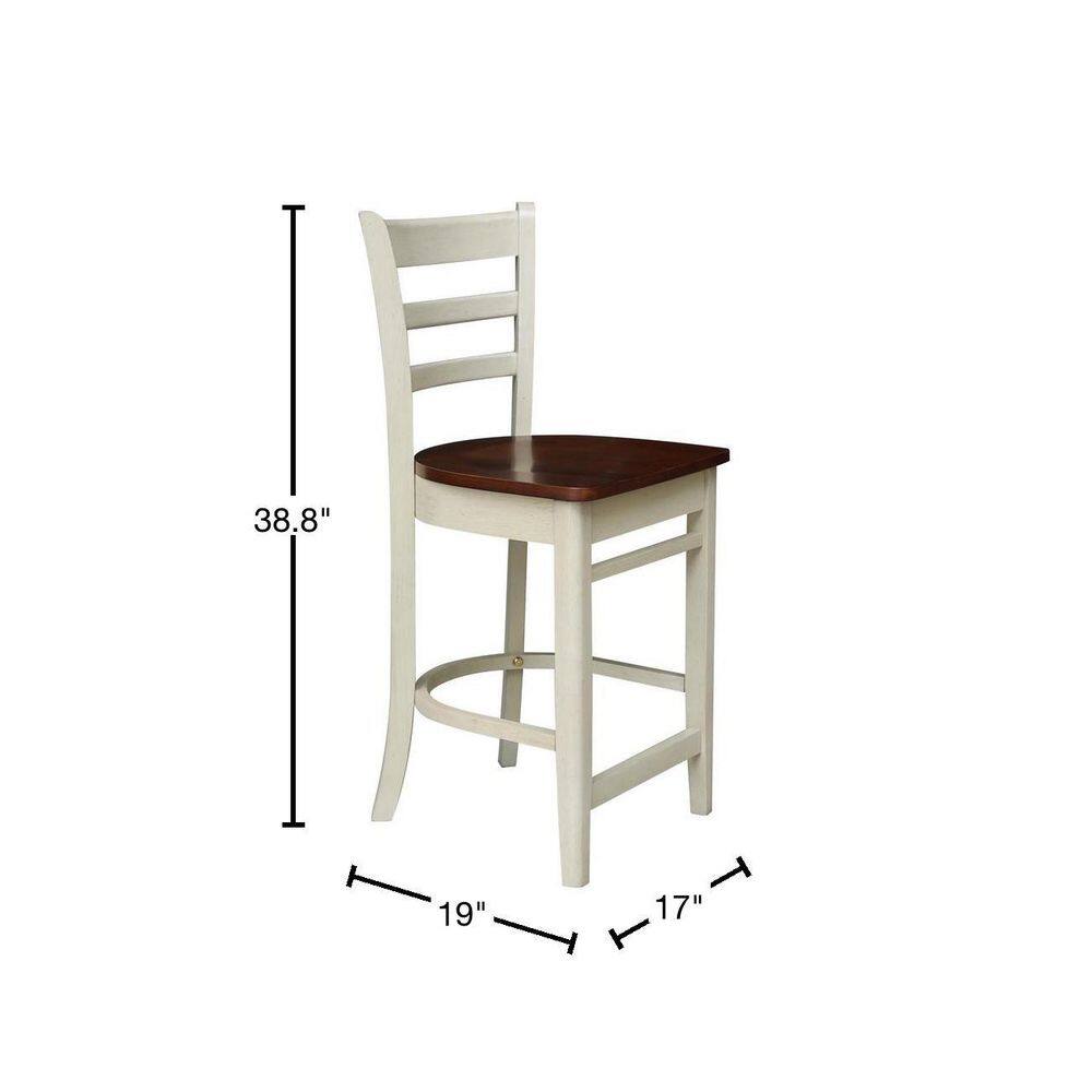 Emily 24" White Wood Counter Height Barstool