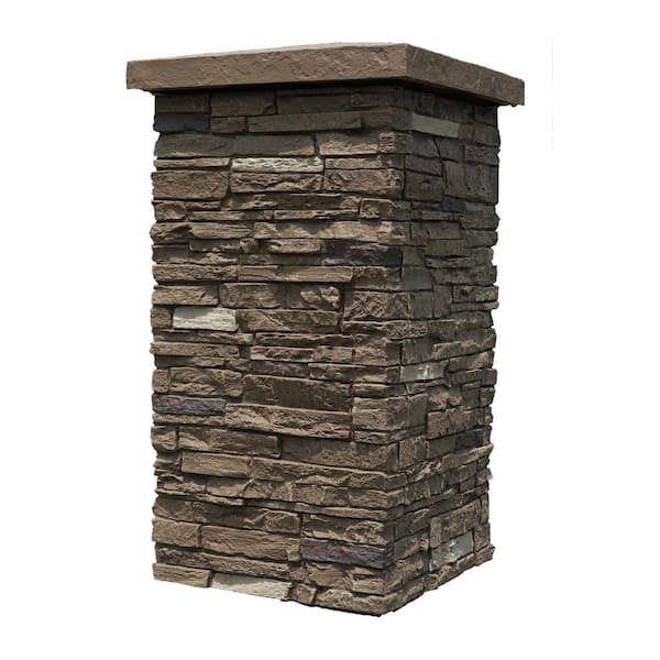 NextStone Slatestone Brunswick Brown 30 in. x 16 in. Faux Polyurethane Stone Column Wrap (4-Piece)