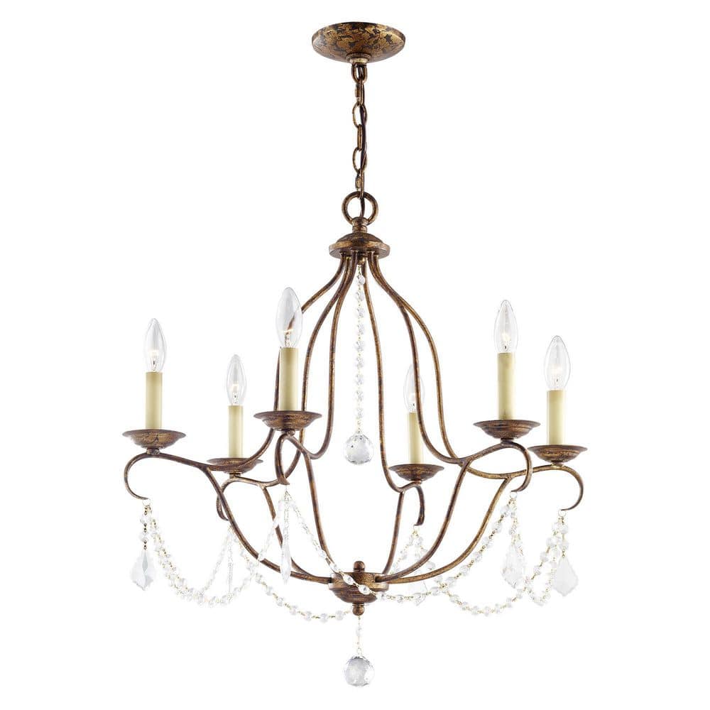 Venetian Golden Bronze 6-Light Crystal Chandelier