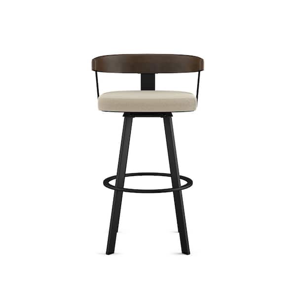 Amisco Lars 30 in. Cream Boucle Polyester/Black Metal Swivel