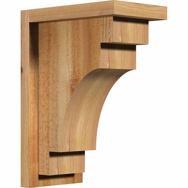 Ekena Millwork 6 in. x 10 in. x 14 in. Western Red Cedar Mediterranean Rough Sawn Corbel with Backplate