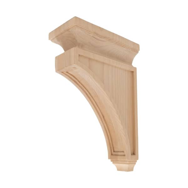 American Pro Decor 3-1/2 in. x 11 in. x 7-1/4 in. Unfinished Medium Hand Carved North American Solid Alder Wood Mission Corbel