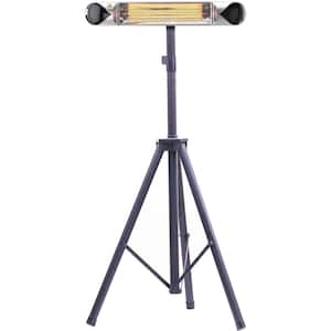 35.4 in. 1500-Watt Infrared Electric Patio Heater with Remote Control and Tripod Stand in Silver/Black