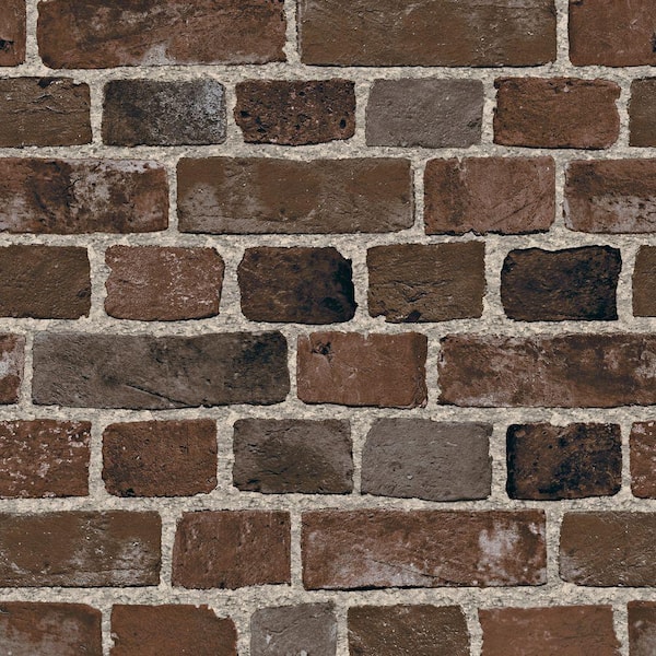 The Wallpaper Company 56 sq. ft. Brown Brick Wallpaper