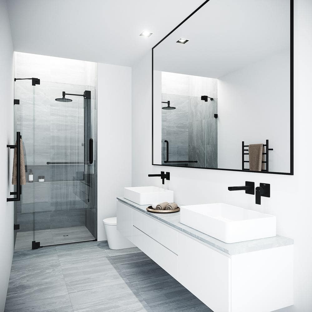 Pirouette 36-48" Adjustable Frameless Pivot Shower Door with Clear Glass