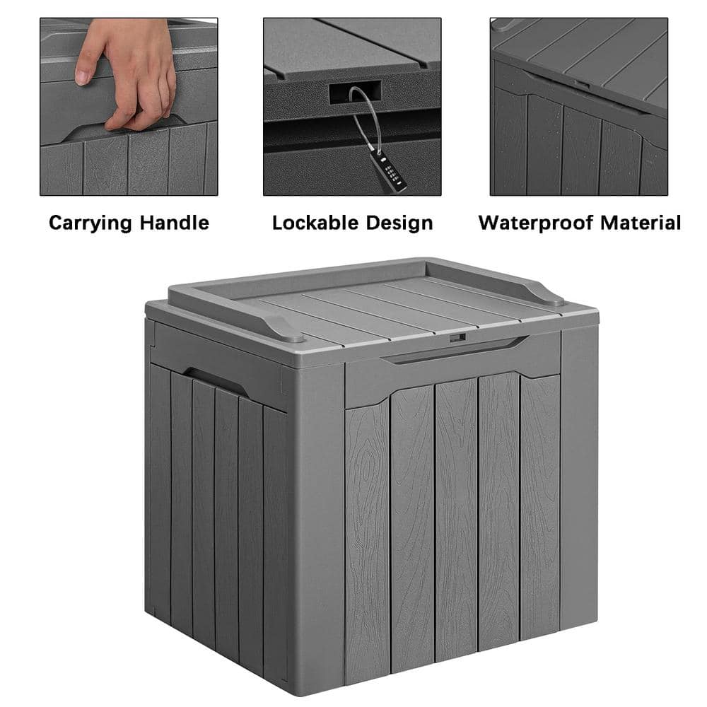 Gray 30 Gallon Lockable Weather-Resistant Plastic Deck Box