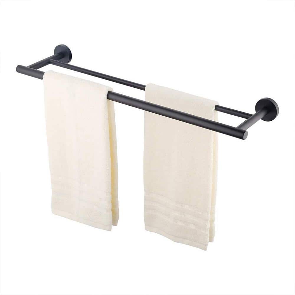 24 in. Wall Mount Double Towel Bar in Stainless Steel Matte Black price history on PriceWatchPro
