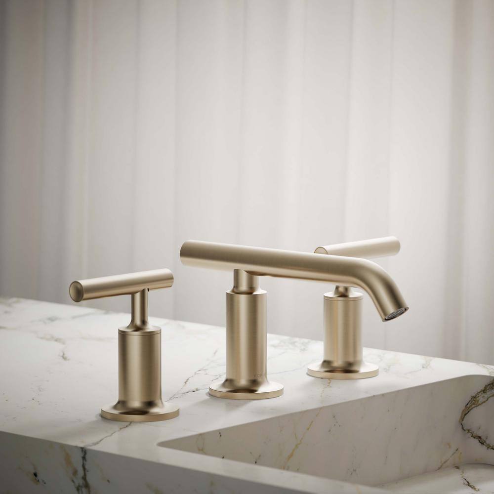 Elegant Purist Double-Handle Brushed Bronze Bathroom Faucet