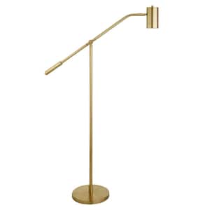 60 in. Brass 1 1-Way (On/Off) Swing Arm Floor Lamp for Living Room with Metal Drum Shade
