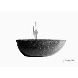 Anjuna 67 in. x 31.4 in. Forged Carbon Fiber Soaking Bathtub with Center Drain in Black