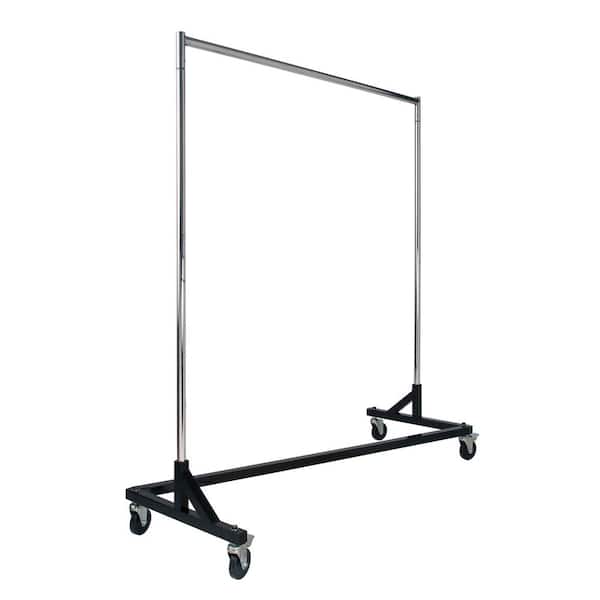 Econoco Chrome Steel Rolling  Z-Rack 64 in. W x 70 in. H with Black Base