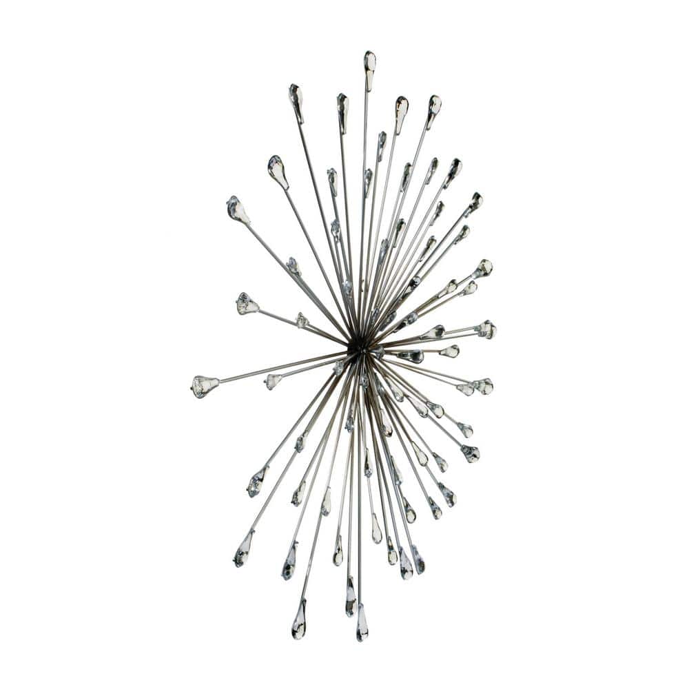 Large Silver and Champagne Metal Starburst Wall Art
