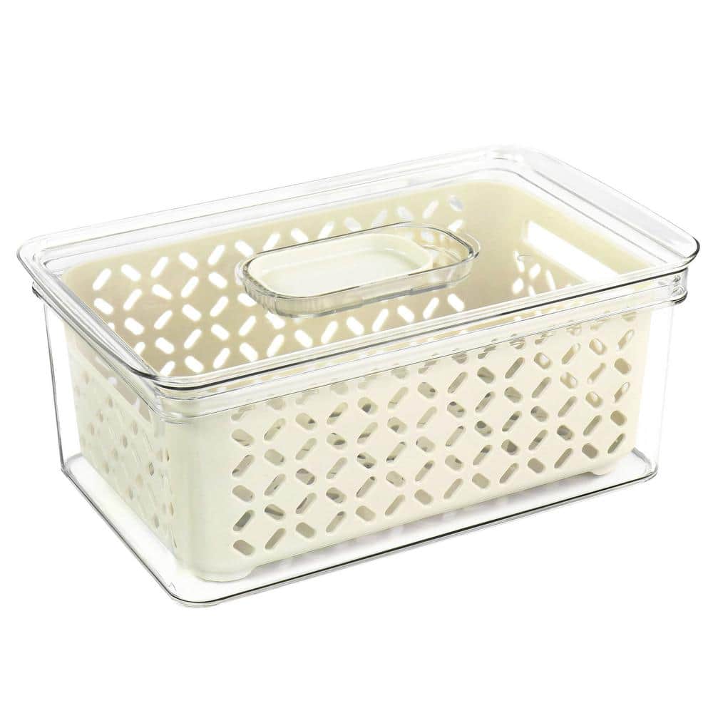White BPA-Free Plastic Food Storage Container with Colander