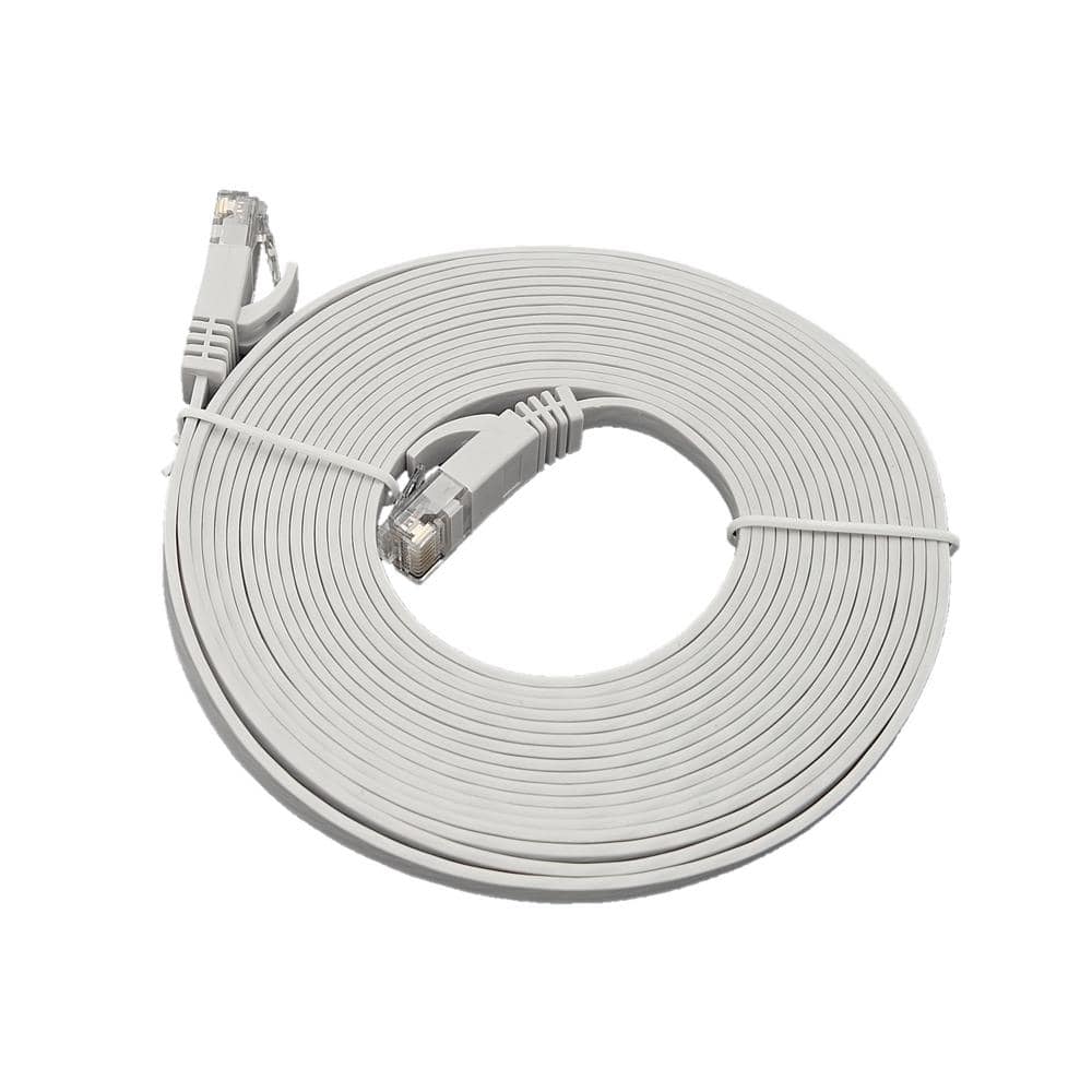 Micro Connectors, Inc 75 ft. Cat 7 Shielded RJ45 Flat Patch 32 AWG Cable  with Cable Clips, White E11-075FL-W - The Home Depot