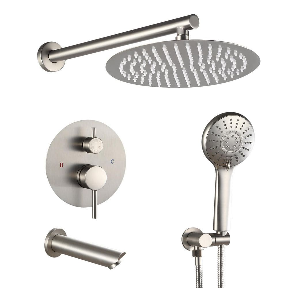 Single-Handle 3-Spray Tub and Shower Faucet with 10 in. Rain Shower Heads 2