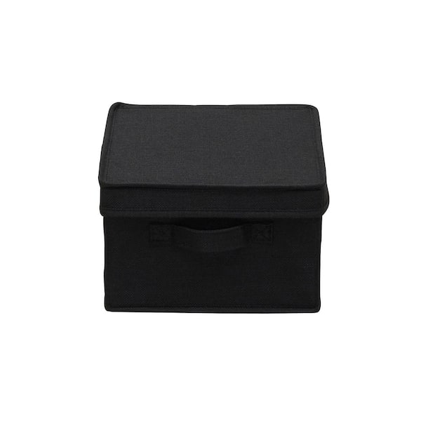 HOUSEHOLD ESSENTIALS 2.8 Gal. Medium Fabric Storage Bins Storage Box with Fully Removable Lid Luxe Black Fabric (2-Pack) 7611-1