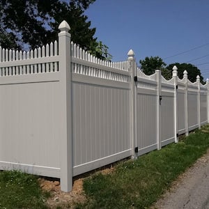 Halifax 7.4 ft. W x 5 ft. H Tan Vinyl Privacy Fence Double Gate Kit