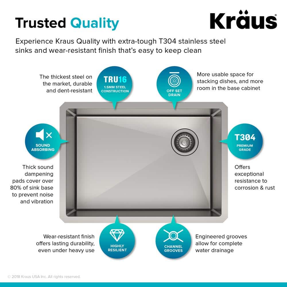 25-Inch Satin Stainless Steel Undermount Single Bowl Kitchen Sink