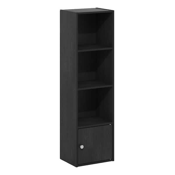 Furinno Luder 12 in. W Blackwood 3-Shelf Bookcase with 1-Door 22273BKW ...