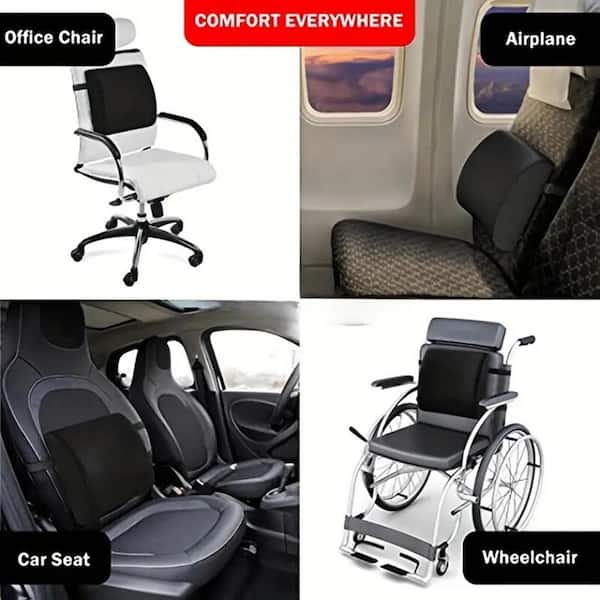 Memory Foam Seat Cushion & Lumbar Support Pillow for Office Chair Car  Wheelchair, 3 Piece Chair Cushion Set with Adjustable Straps for Lower  Back
