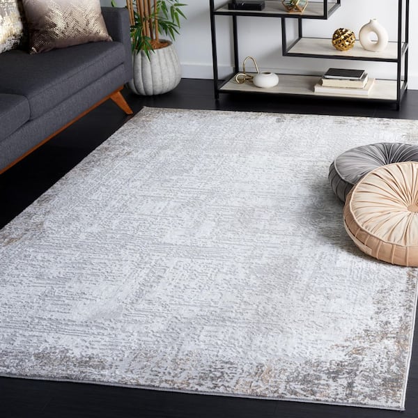 Parker 5 ft. x 8 ft. Gray/Ivory Distressed High-Low Area Rug
