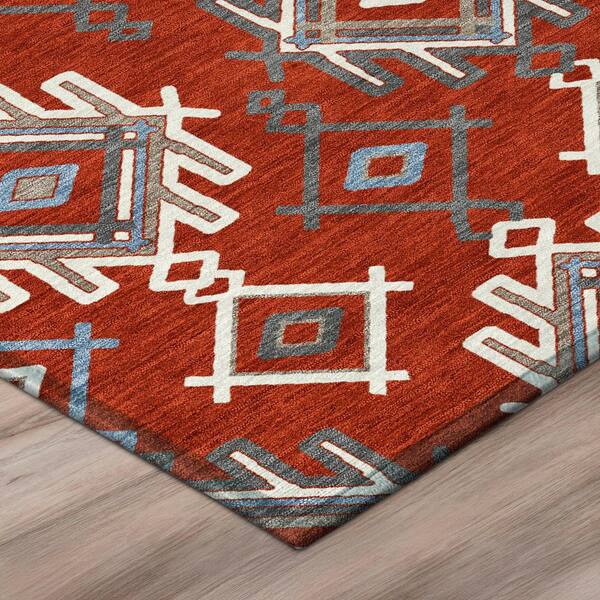 Chantille Machine Washable Indoor/Outdoor Abstract ACN3042 Red 2 ft. x 7 ft. Runner Rug