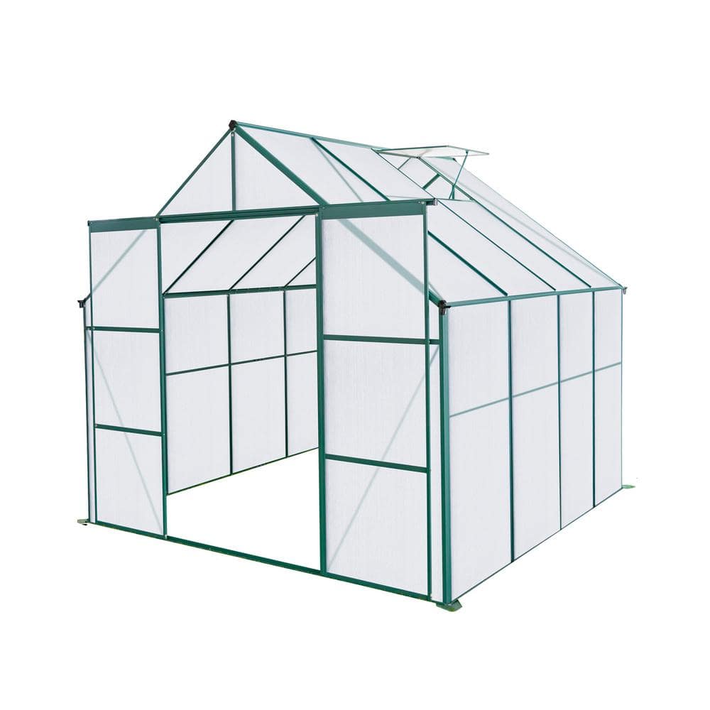 95 in. W x 74 in. D x 90 in. H Green Polycarbonate Walk-in Greenhouse Raise