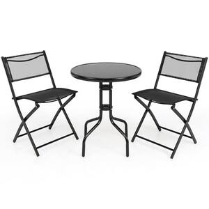 3 Pieces Folding Metal Outdoor Bistro Set