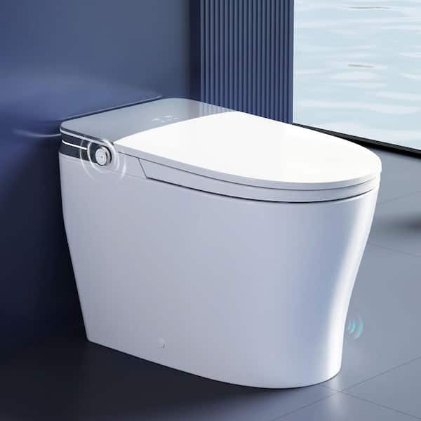Tankless Elongated ADA Bidet Toilet 1.28 GPF in White with Auto Flush, Heated Seat, Remote, Warm Dryer, Map Flush 1000G