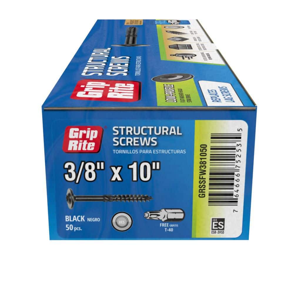 2-Pack 3/8 in. x 10 in. Star Drive T-30 Flat Head Structural Screws 50-per Box/100-Piece price history on PriceWatchPro