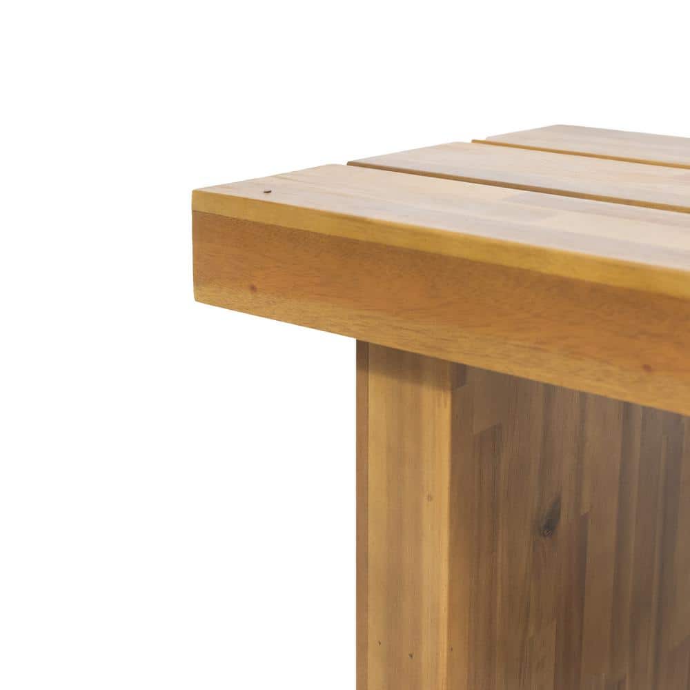 Rustic Acacia Wood 57" Outdoor Bench with Natural Finish