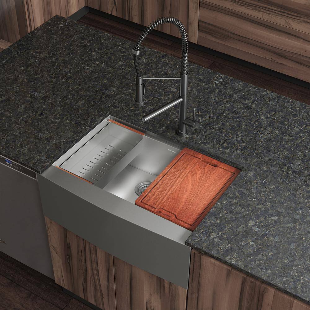 Rivage 30'' Stainless Steel Single Basin Apron Sink with Accessories