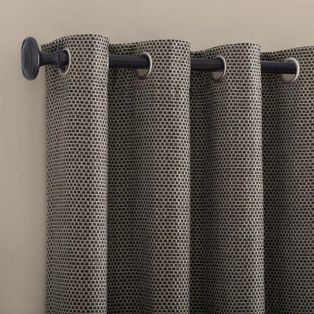 Coal Gray Polyester Blackout Grommet Curtain Panel 50" x 96"