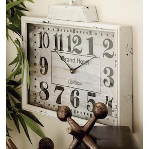 16 in. x 15 in. White Metal Pocket Watch Style Wall Clock