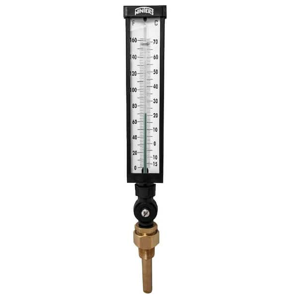 Winters Instruments TIM Series 9 in. Valox Case Thermometer with 3/4 in. NPT Brass Thermowell and Temperature Range of 0 to 160 Degrees F/C